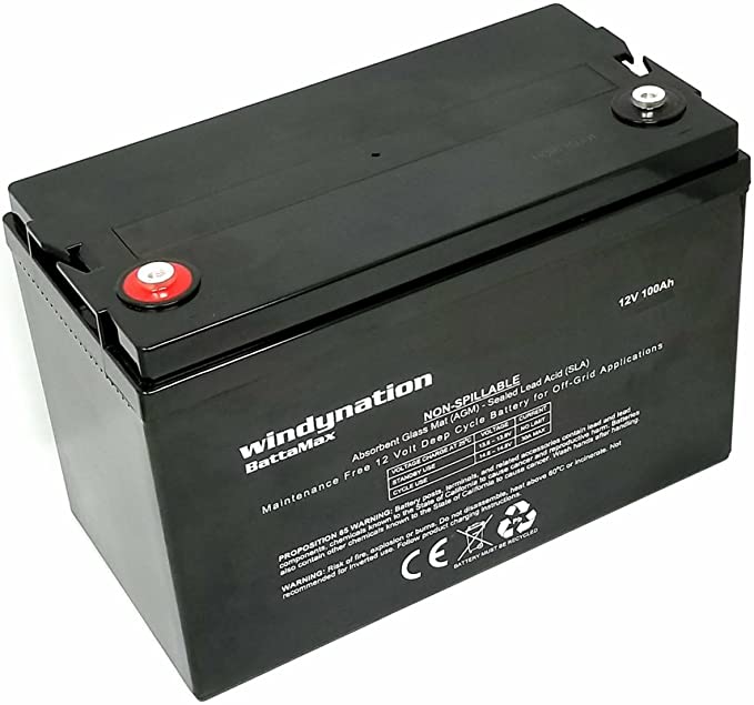 WindyNation 100 Amp-Hour 100ah 12V 12 Volt AGM Deep Cycle AGM Battery