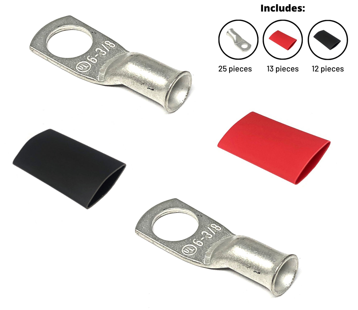 WindyNation 6 Gauge Cable Lugs w/ Heat Shrink Tubing Kit