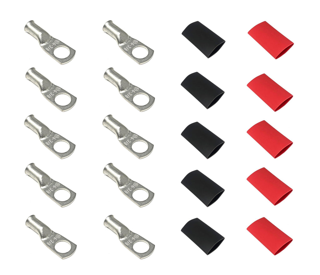 WindyNation 6 Gauge Cable Lugs w/ Heat Shrink Tubing Kit