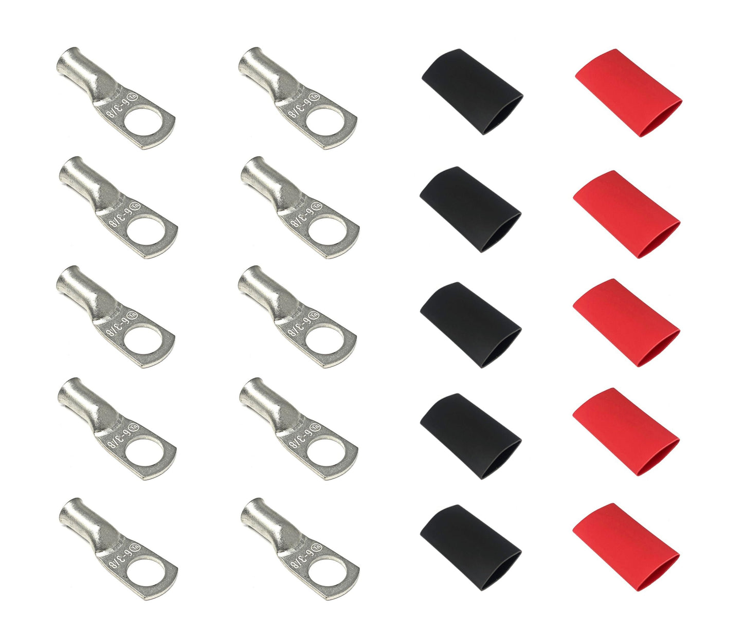 WindyNation 6 Gauge Cable Lugs w/ Heat Shrink Tubing Kit