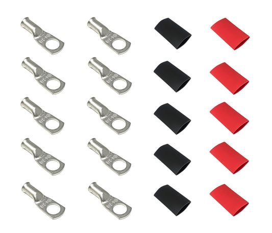 WindyNation 6 Gauge Cable Lugs w/ Heat Shrink Tubing Kit
