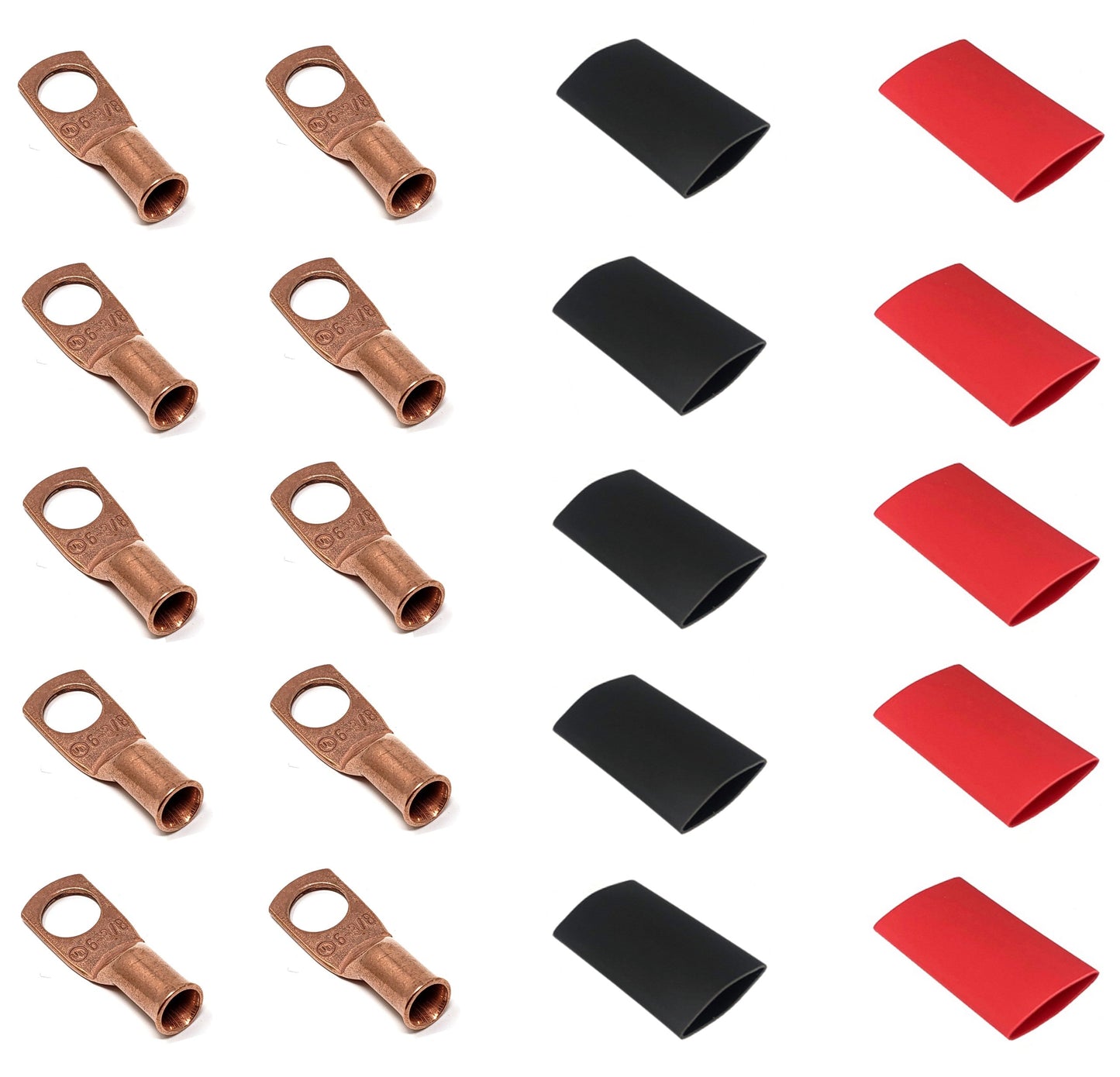 WindyNation 6 Gauge Cable Lugs w/ Heat Shrink Tubing Kit