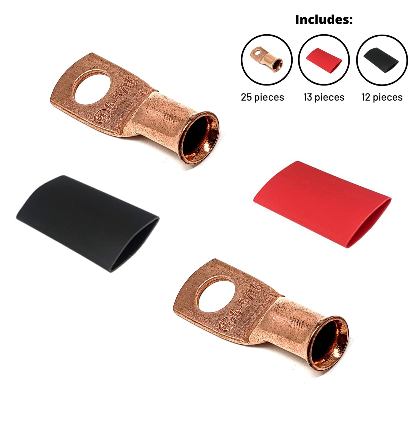 WindyNation 6 Gauge Cable Lugs w/ Heat Shrink Tubing Kit
