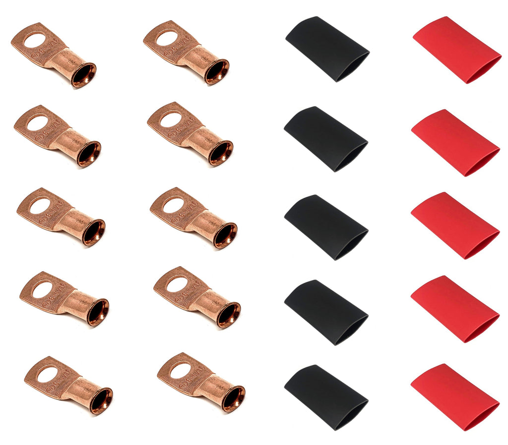 WindyNation 6 Gauge Cable Lugs w/ Heat Shrink Tubing Kit