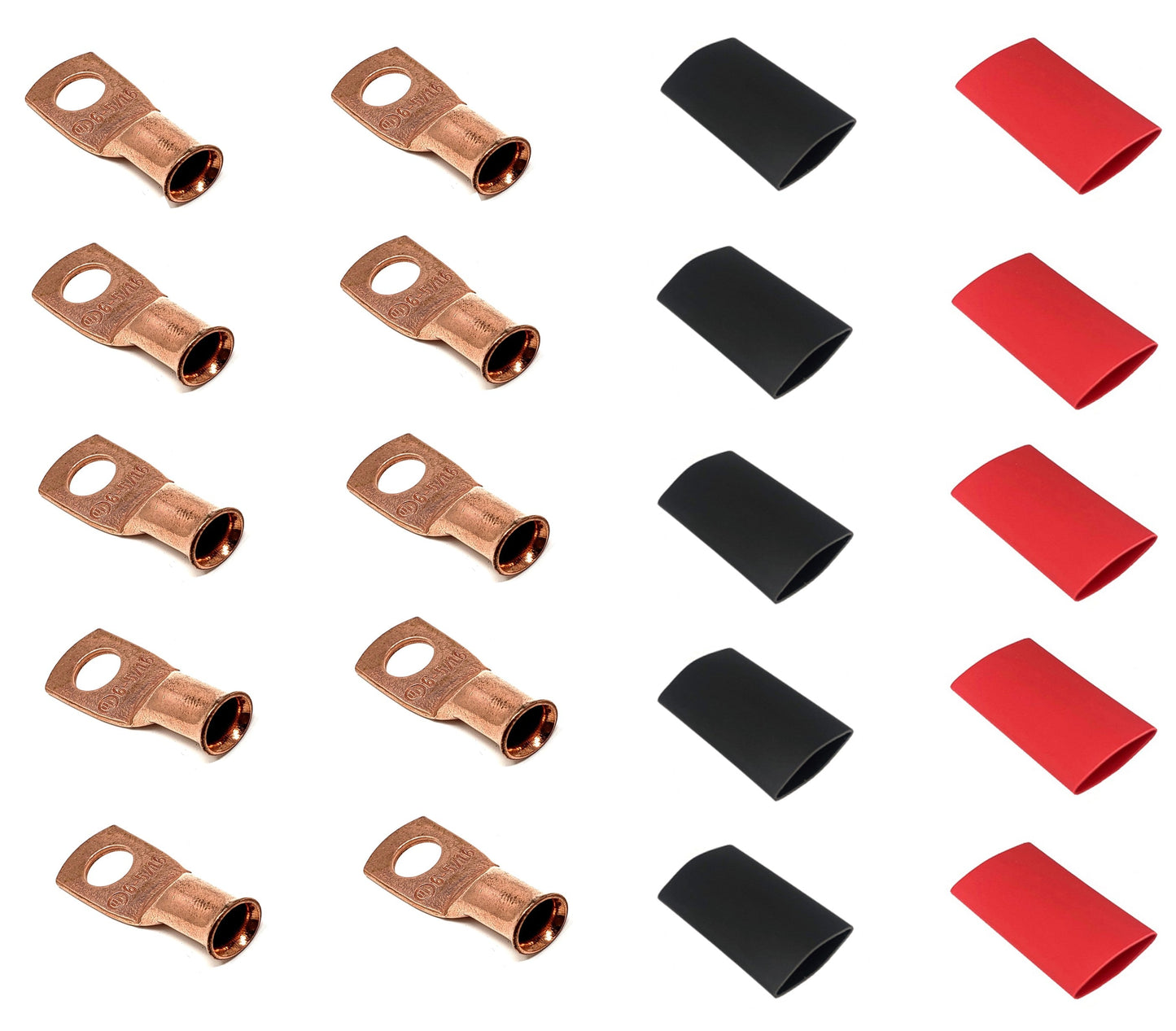 WindyNation 6 Gauge Cable Lugs w/ Heat Shrink Tubing Kit