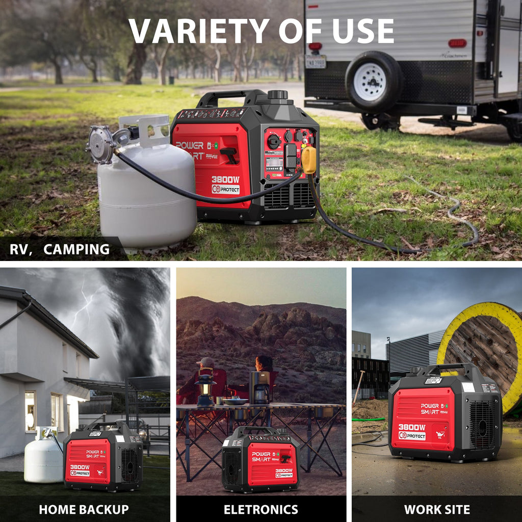 PowerSmart 3800W/3500W Gas/Propane Dual Fuel Inverter Generator w/ CO