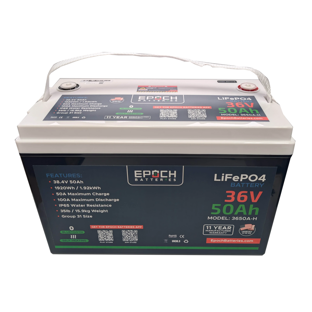 Epoch Batteries 36V 50Ah Essential Series - Bluetooth & Heated LiFePO4 Battery