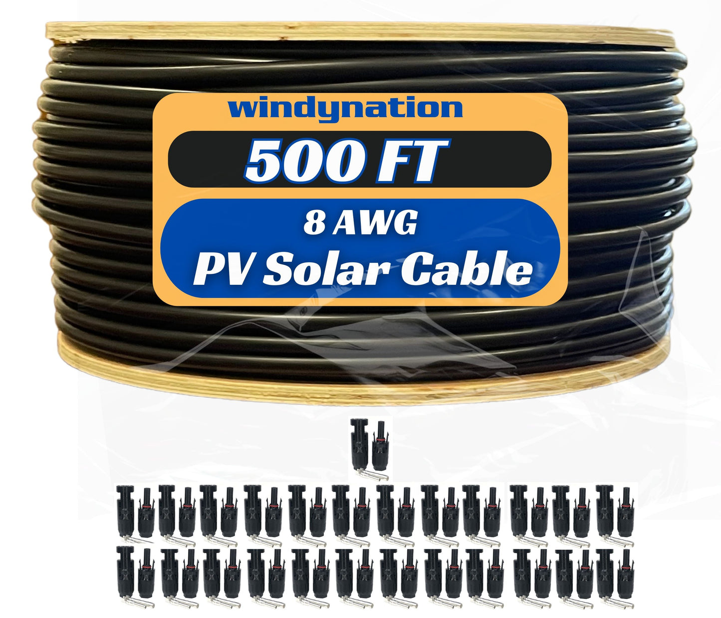 WindyNation 500 Foot Spool 8 Gauge 8 AWG Solar Panel Extension Cable