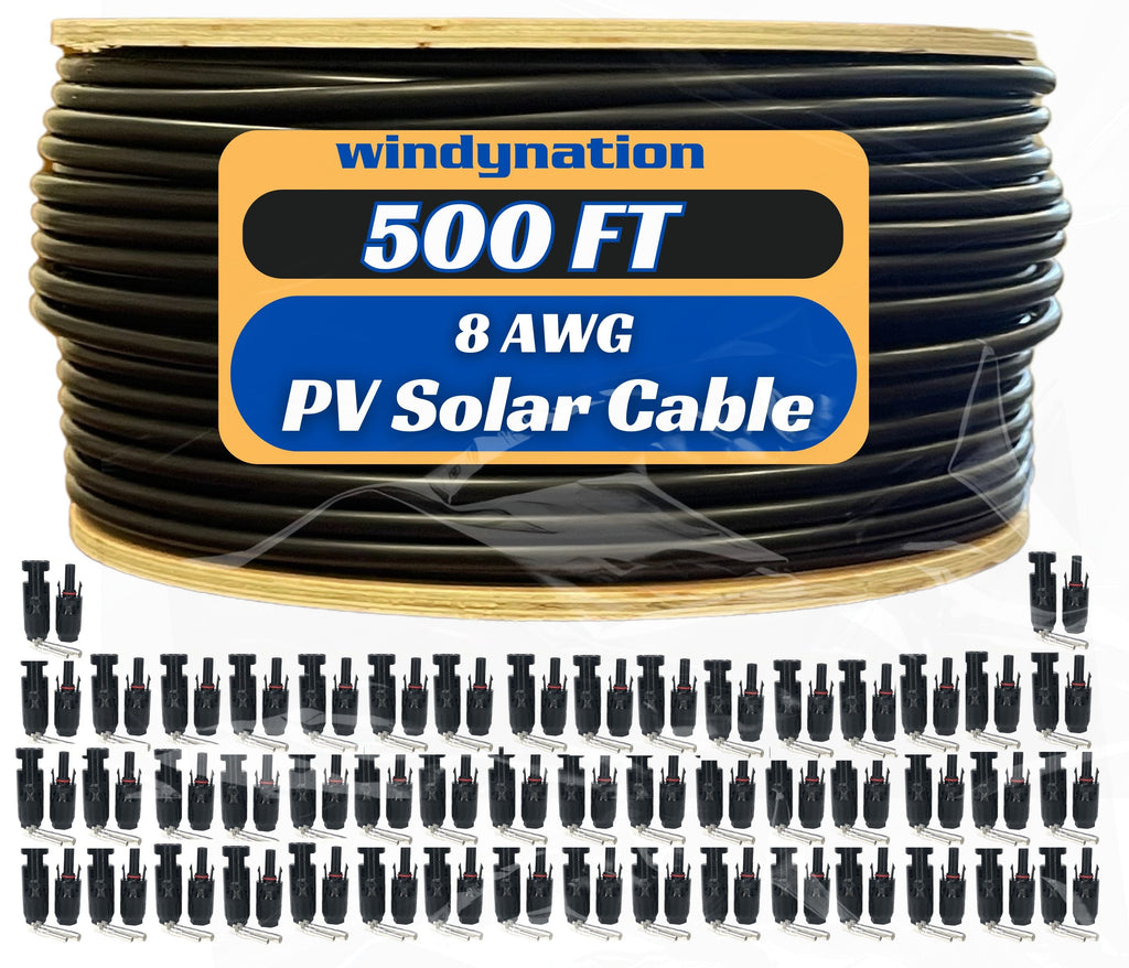 WindyNation 500 Foot Spool 8 Gauge 8 AWG Solar Panel Extension Cable