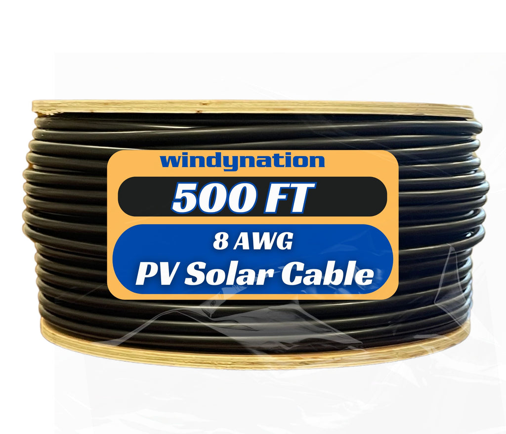WindyNation 500 Foot Spool 8 Gauge 8 AWG Solar Panel Extension Cable