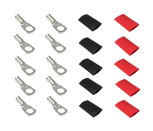WindyNation 8 Gauge Cable Lugs w/ Heat Shrink Tubing Kit