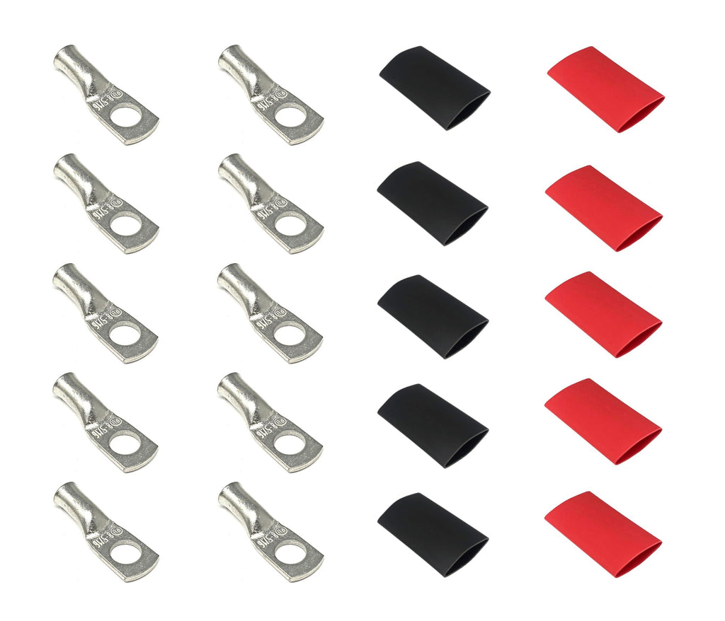 WindyNation 8 Gauge Cable Lugs w/ Heat Shrink Tubing Kit