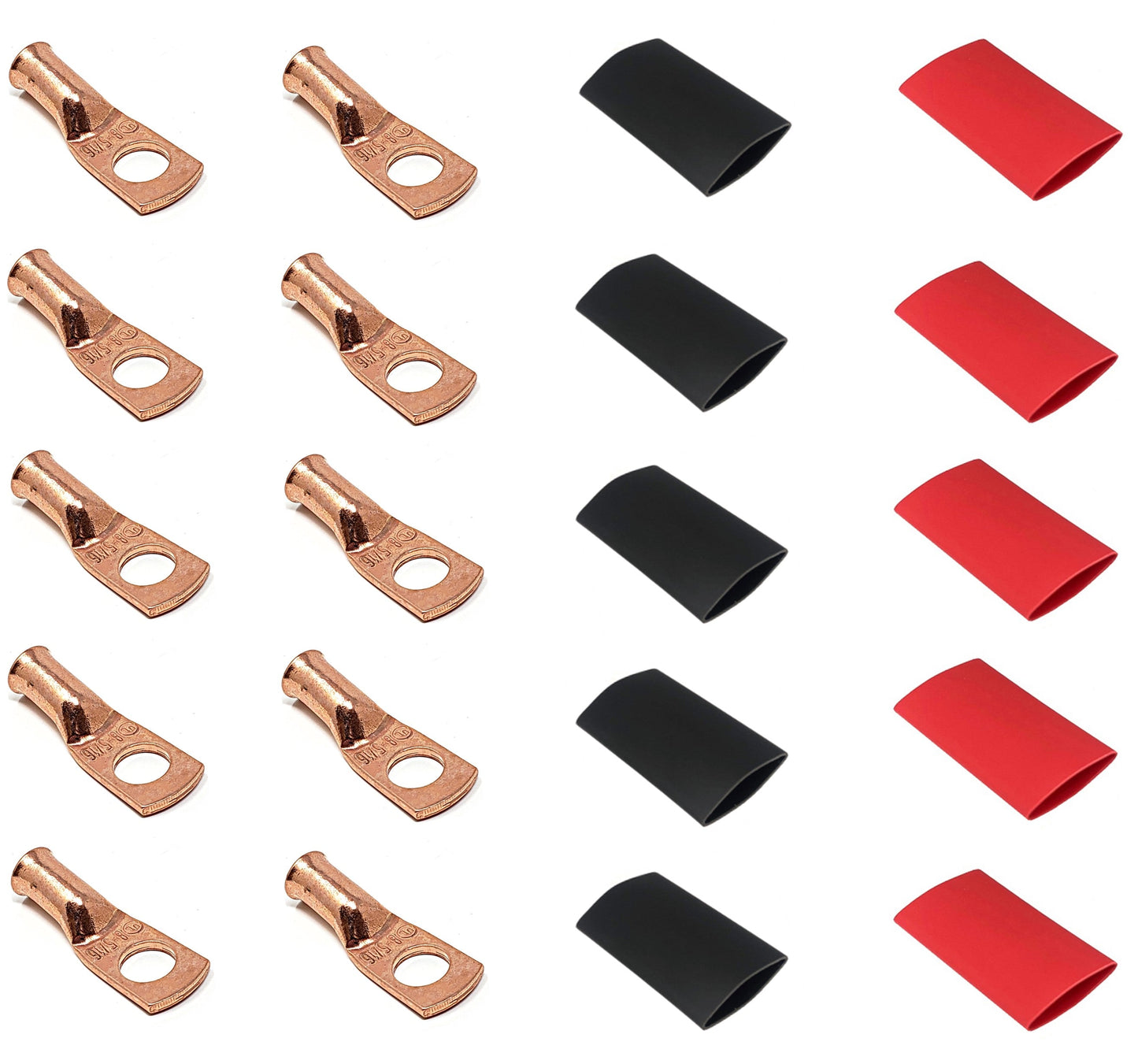 WindyNation 8 Gauge Cable Lugs w/ Heat Shrink Tubing Kit