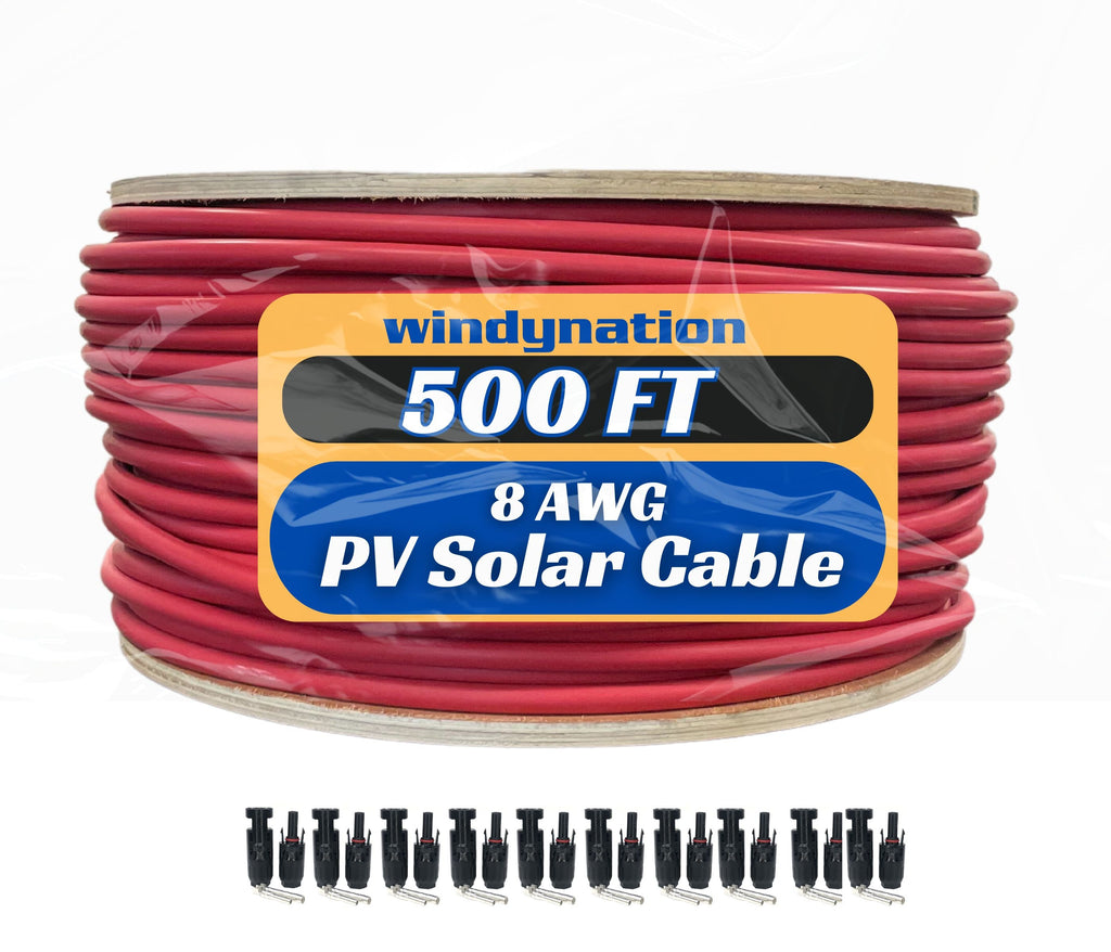 WindyNation 500 Foot Spool 8 Gauge 8 AWG Solar Panel Extension Cable