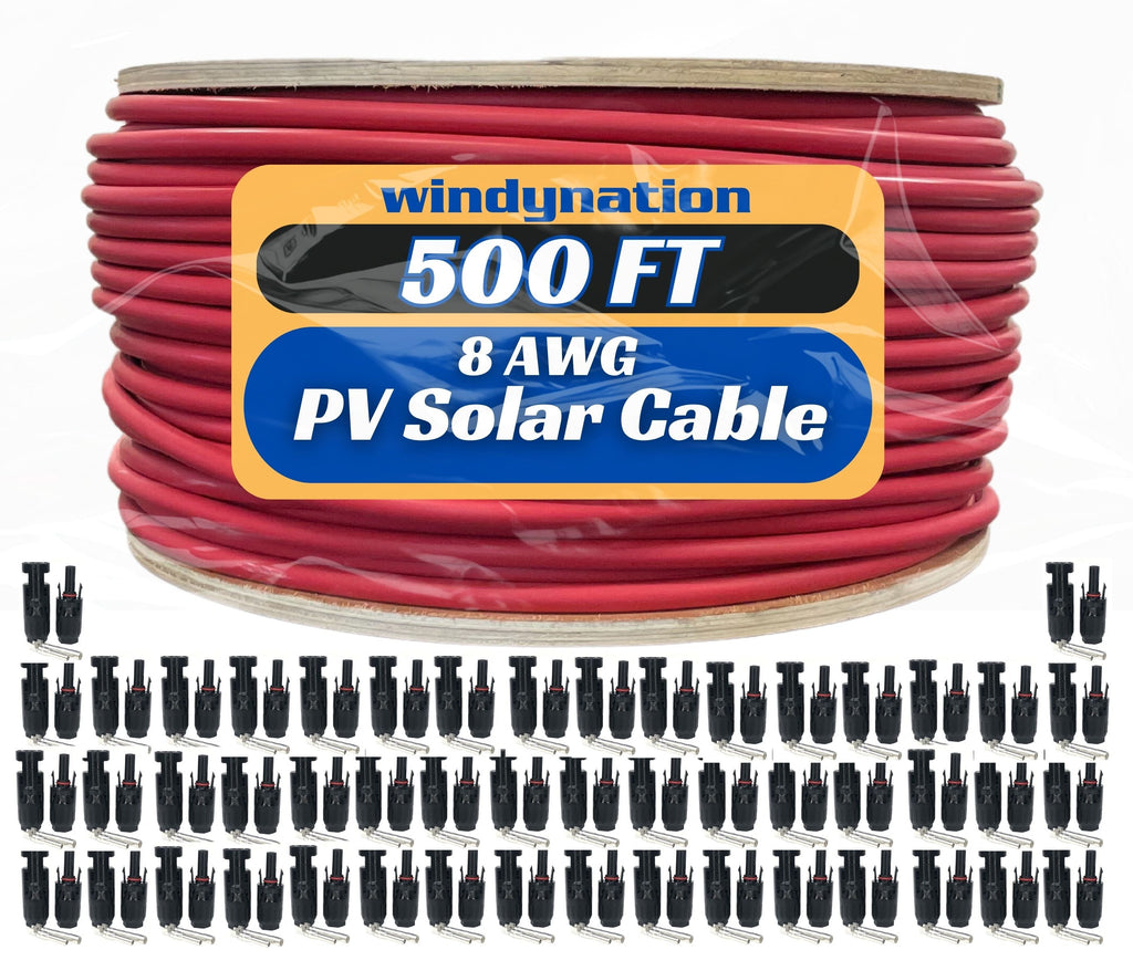 WindyNation 500 Foot Spool 8 Gauge 8 AWG Solar Panel Extension Cable
