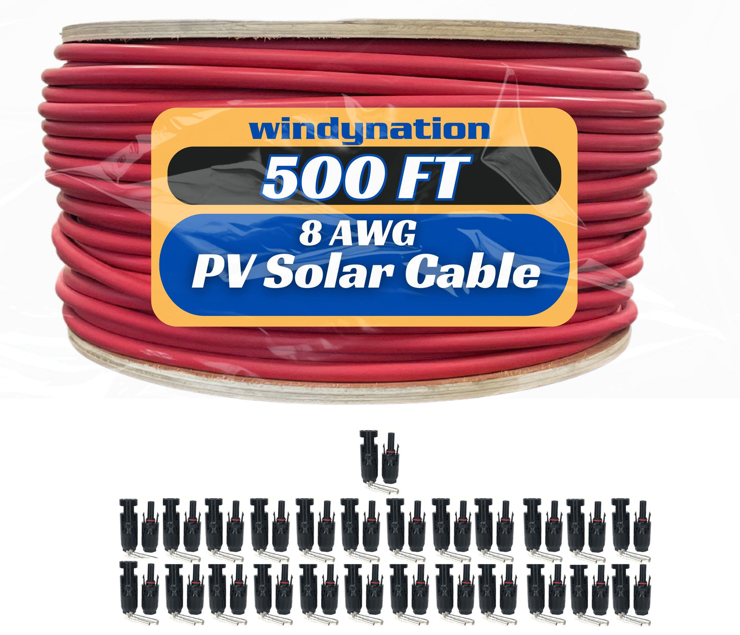 WindyNation 500 Foot Spool 8 Gauge 8 AWG Solar Panel Extension Cable