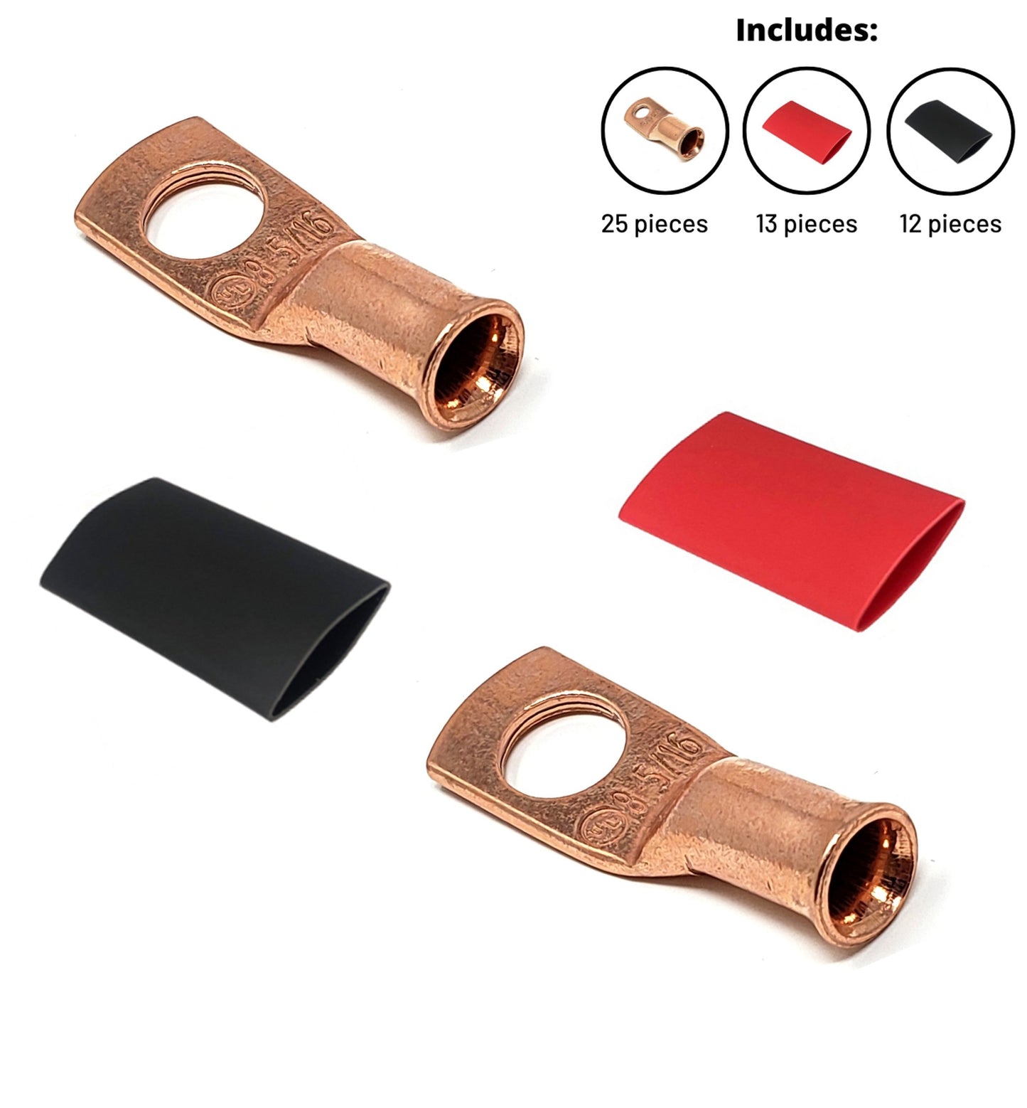 WindyNation 8 Gauge Cable Lugs w/ Heat Shrink Tubing Kit