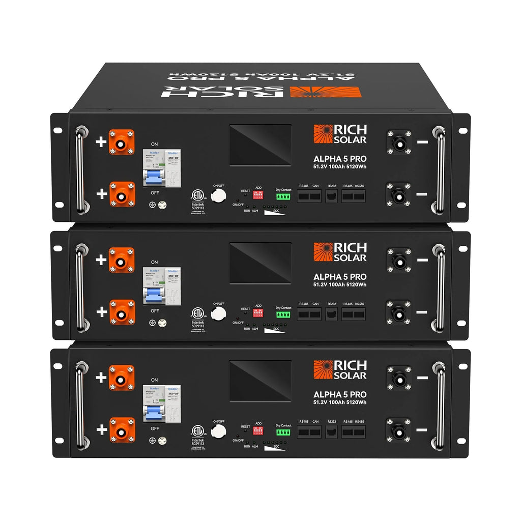 Rich Solar ALPHA 5 PRO 51.2V 100Ah LiFePO4 Battery Premium 48V Server Rack Lithium Battery for Residential, Commercial, RVs, Off-Grid
