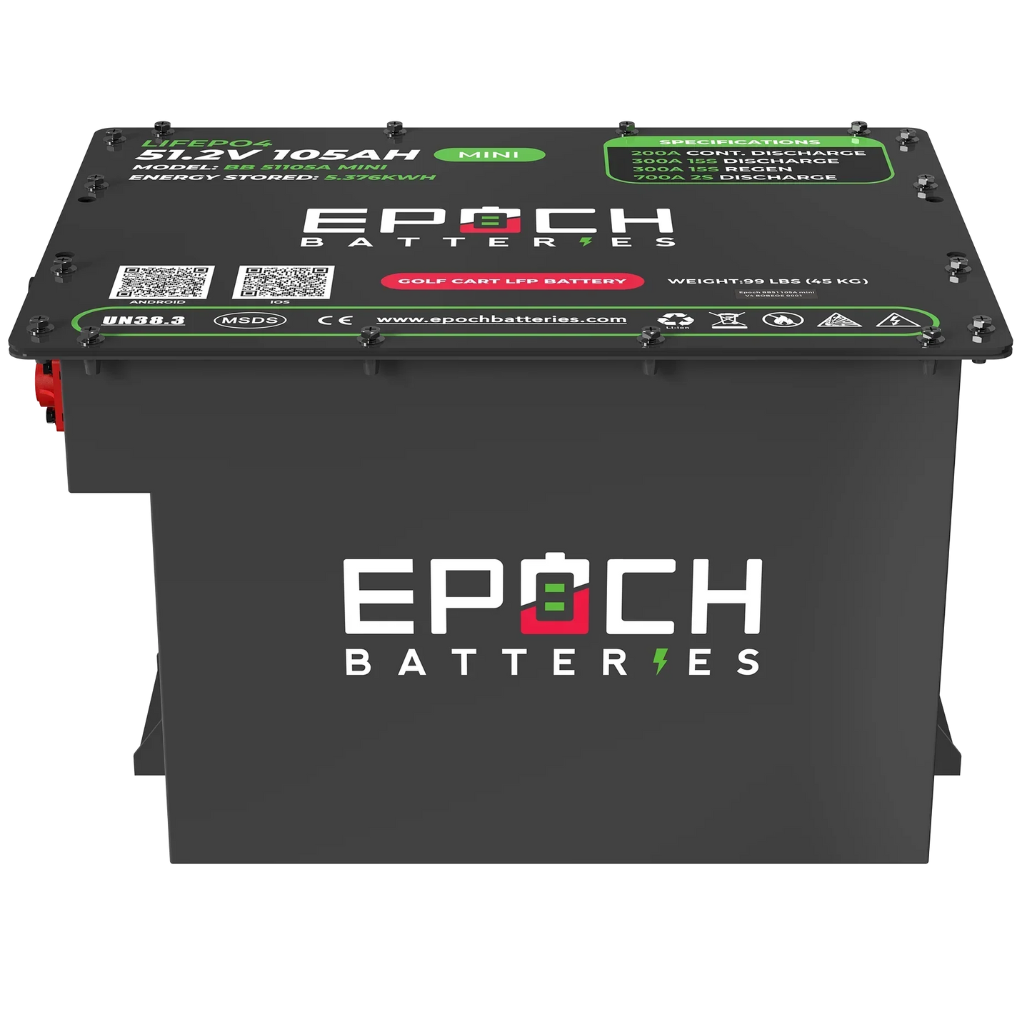 Epoch Batteries 48V 105Ah MINI - Lithium (LiFePO4) Golf Cart Battery - Complete Kit