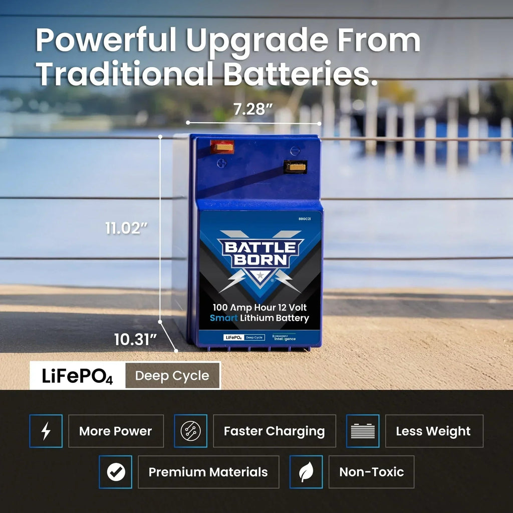 Battle Born 100Ah 12V GC2 Smart Heated LiFePO4 Deep Cycle Battery Kit