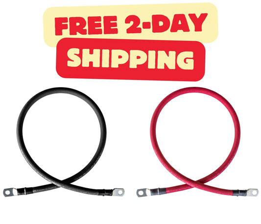 WindyNation 6 Gauge (AWG) Black & Red Copper Battery Cable w/ Lug Ring