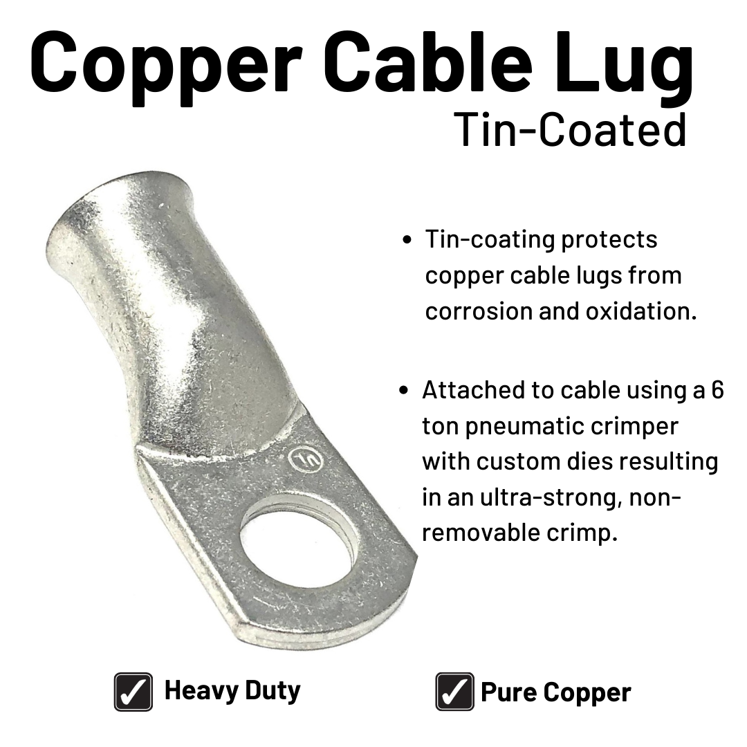 WindyNation 8 Gauge (AWG) Single Red Copper Battery Cable w/ Lug Ring