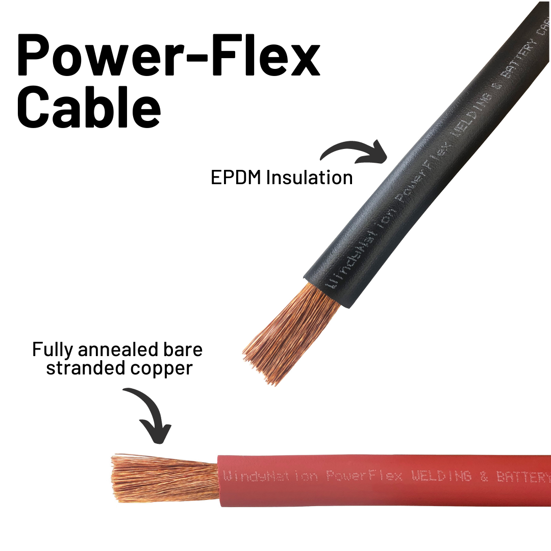 WindyNation 1/0 Gauge Gauge (AWG) Single Black Copper Battery Cable