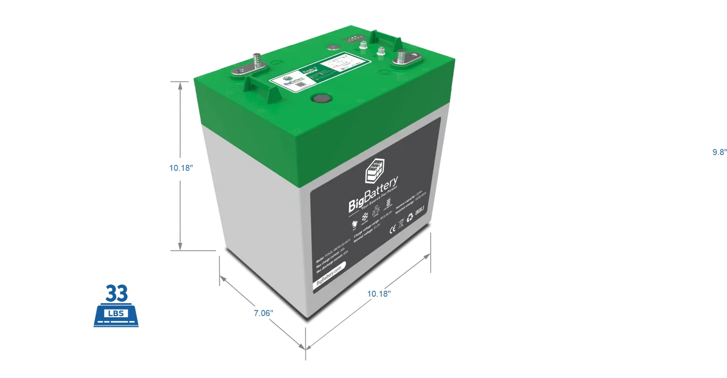 BigBattery 48V EAGLE 2 | LiFePO4 | 32Ah | 1.63kWh | Golf &amp; Utility Cart Battery