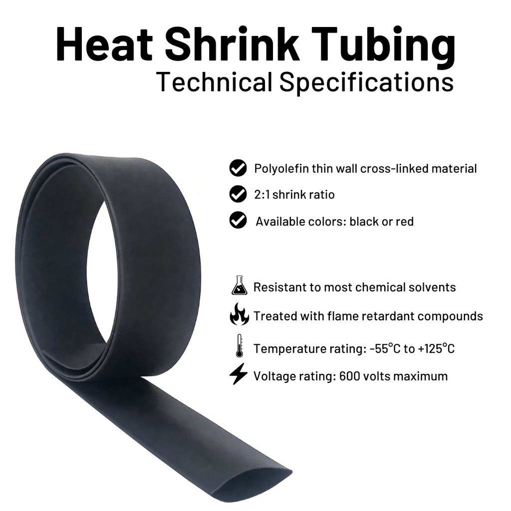 WindyNation Black 2:1 Polyolefin Heat Shrink Tube Tubing - Various