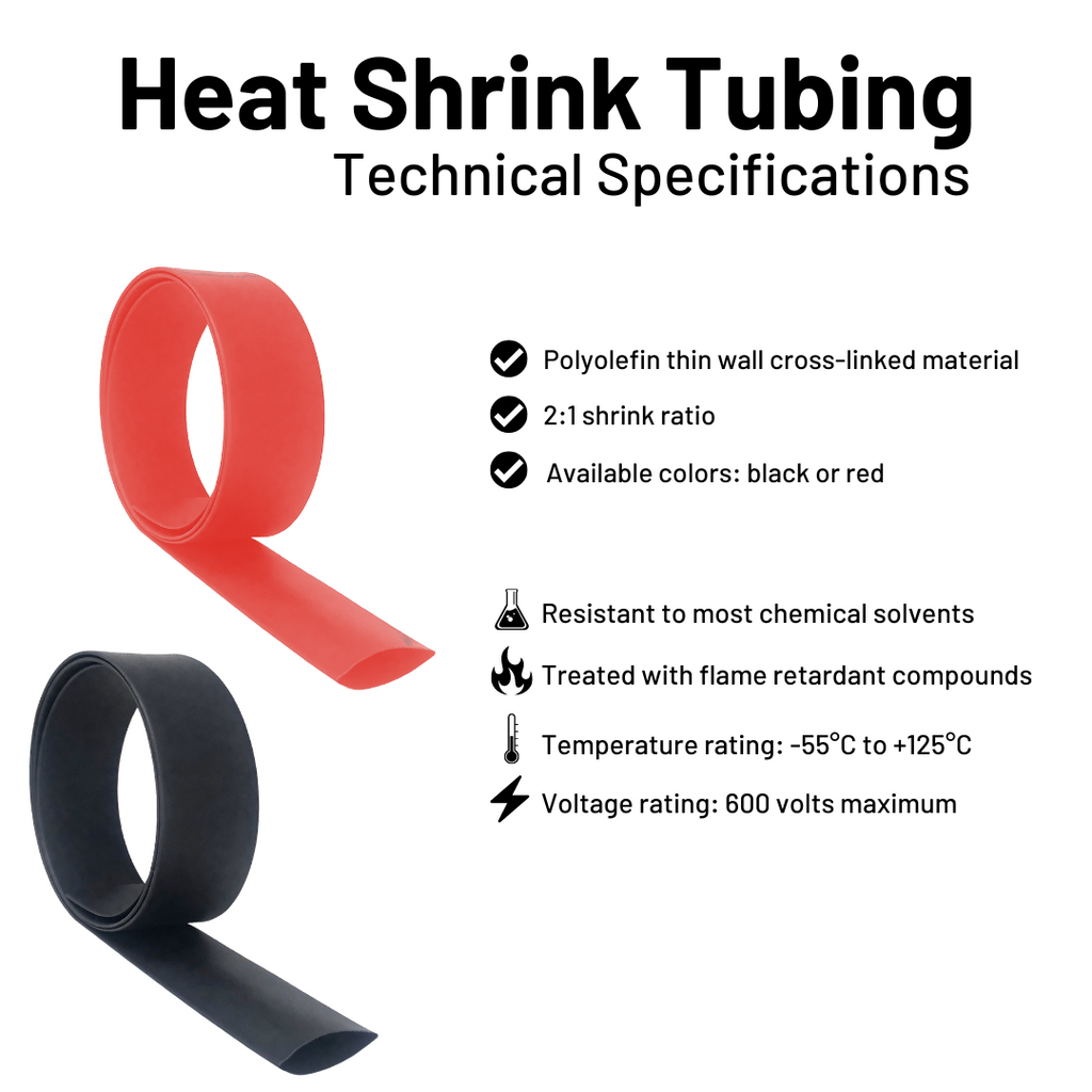 WindyNation Black & Red 2:1 Polyolefin Heat Shrink Tube Tubing