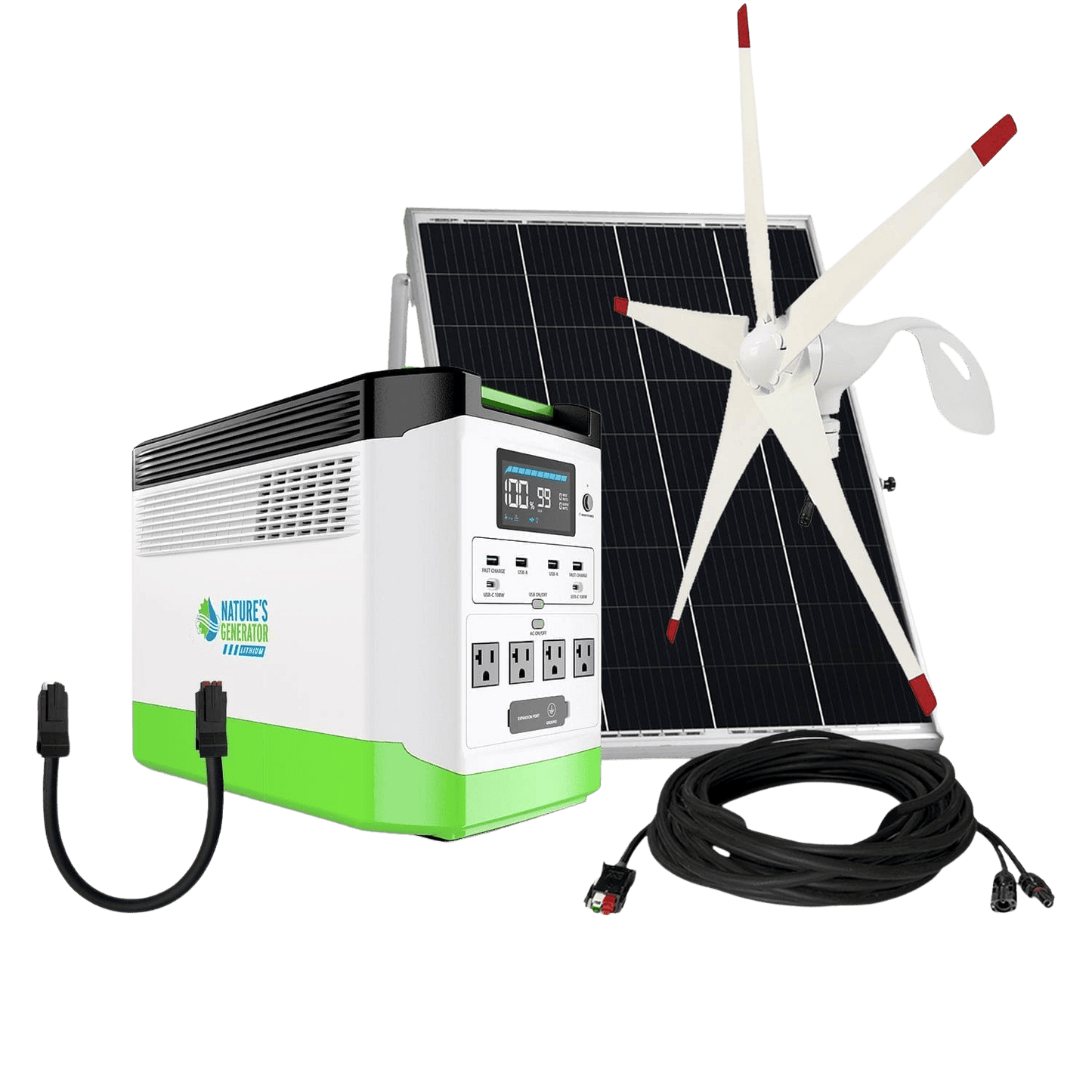 Nature's Generator High Capacity Lithium 1800 Solar & Wind Generator
