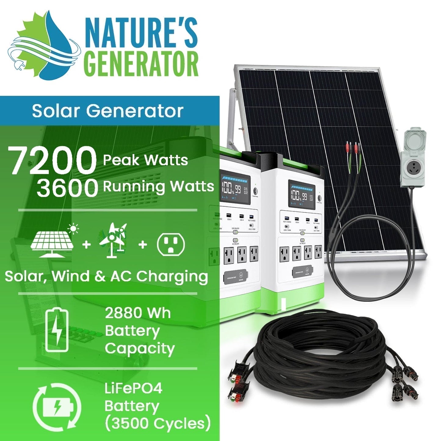 Nature's Generator High Capacity Lithium 1800 Solar Generator