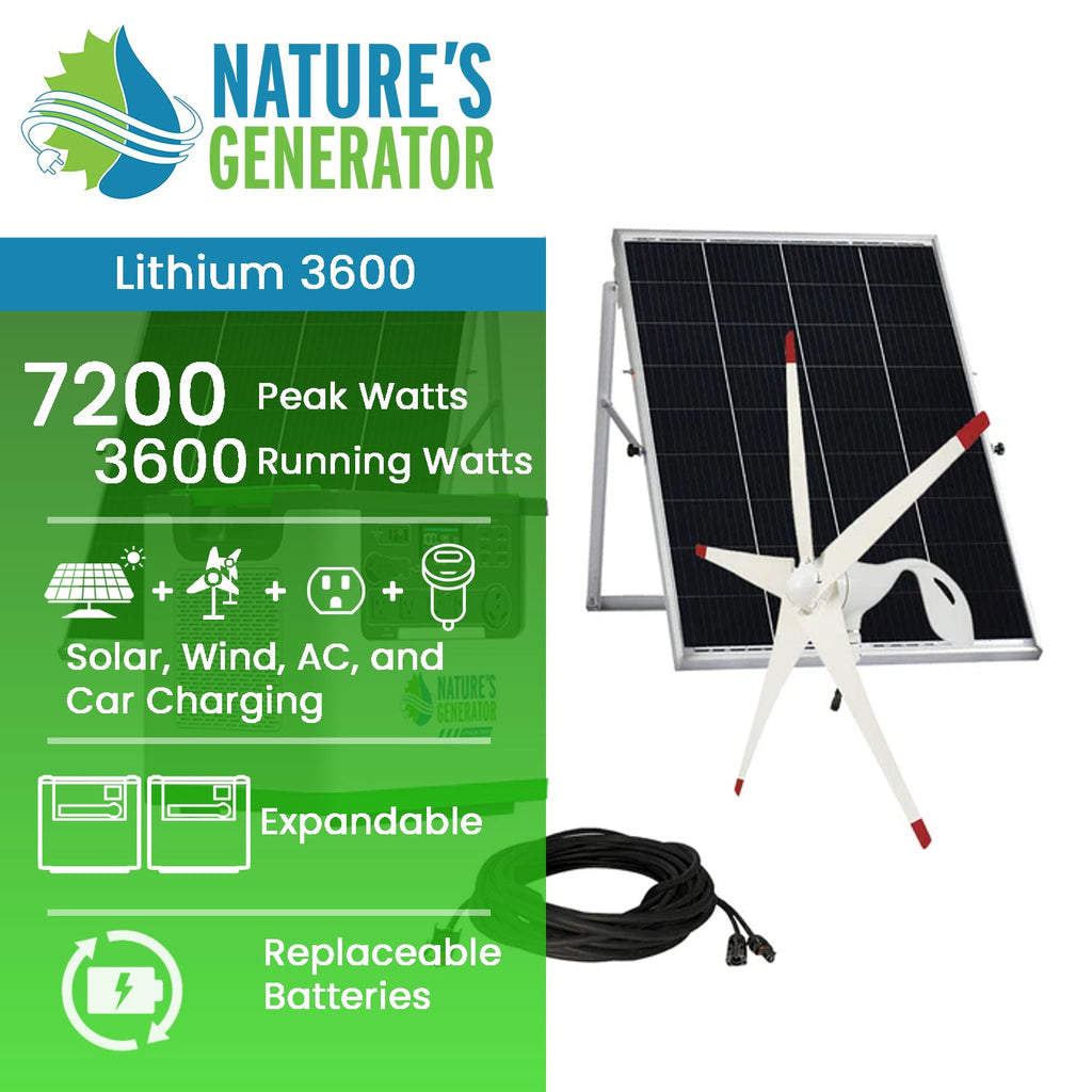Nature's Generator Lithium 3600 Solar & Wind Generator