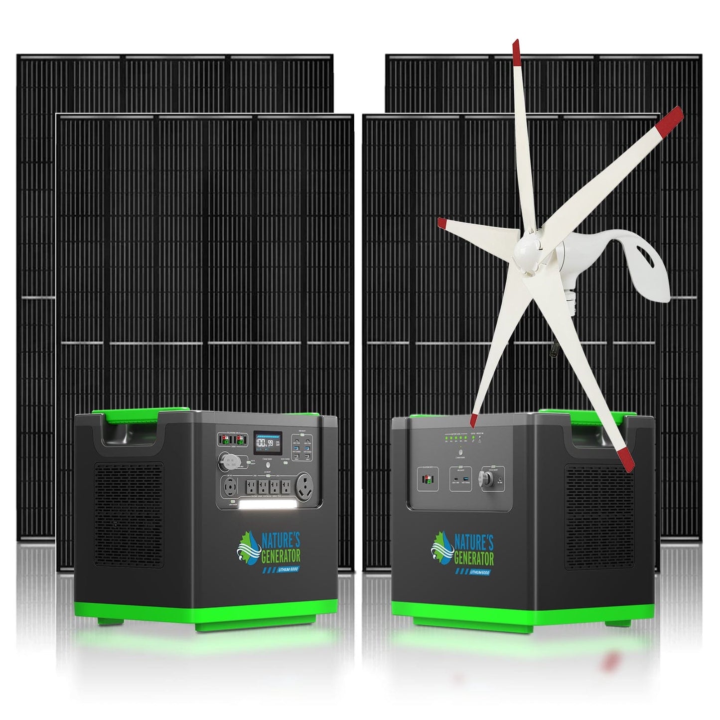 Nature's Generator Lithium 6000 w/ Solar Panels & Wind Turbine