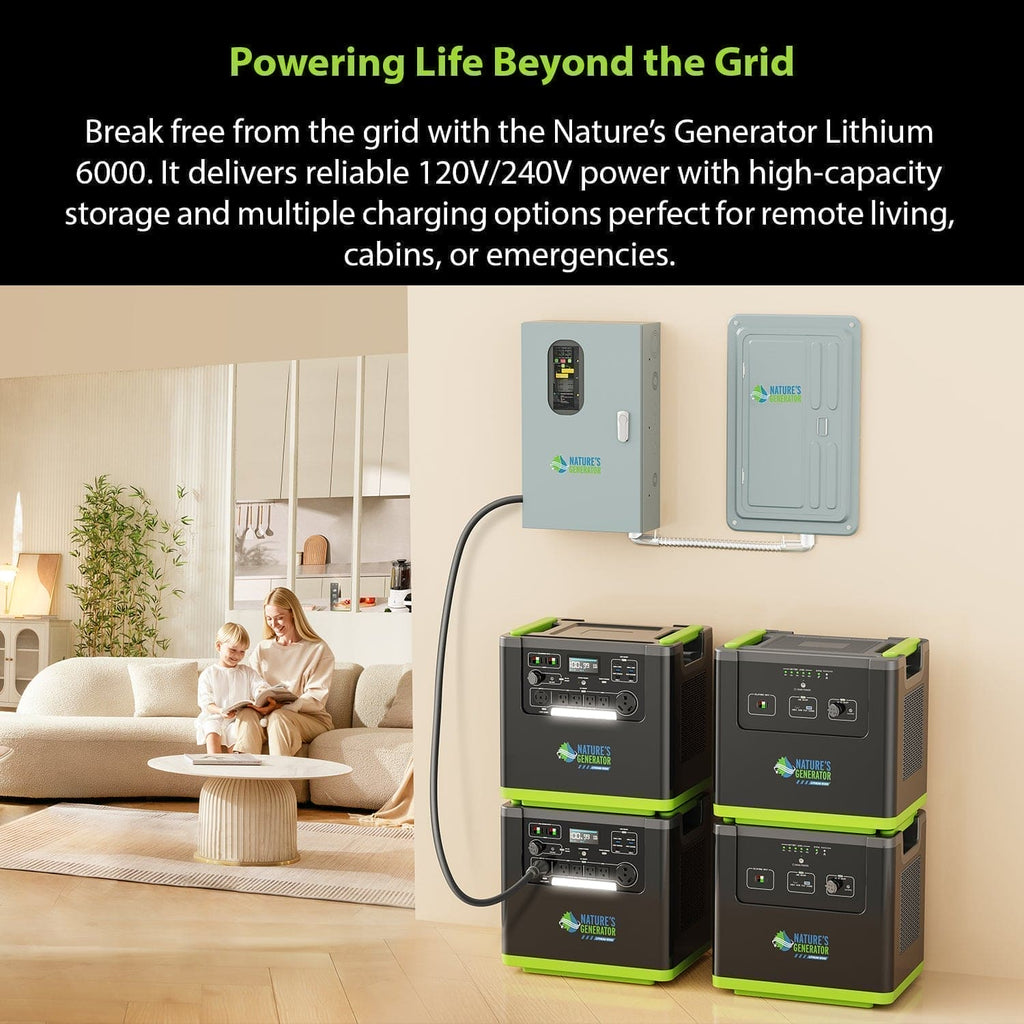 Nature's Generator Lithium 6000 w/ Solar Panels & Wind Turbine