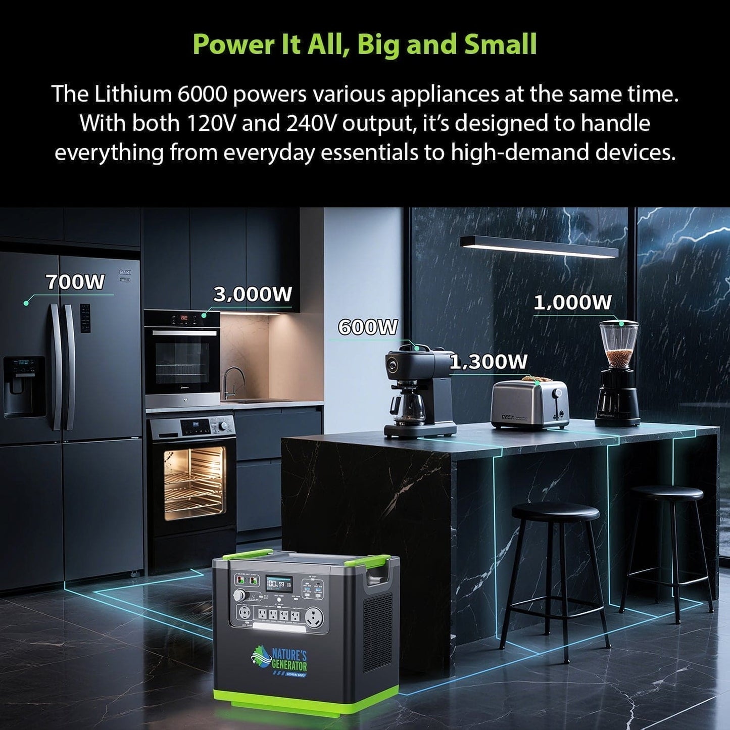 Nature's Generator Lithium 6000 w/ Solar Panel