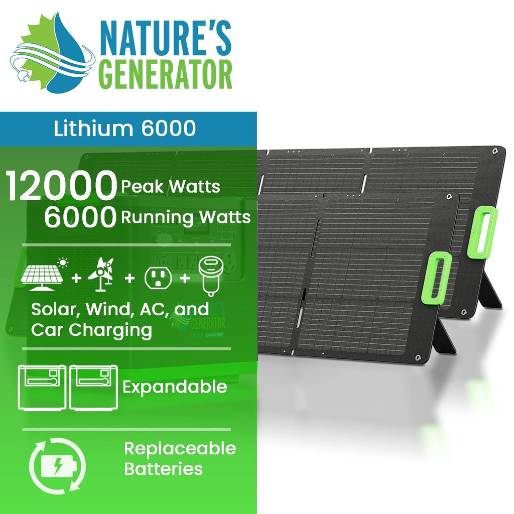 Nature's Generator Lithium 6000 w/ Solar Panel