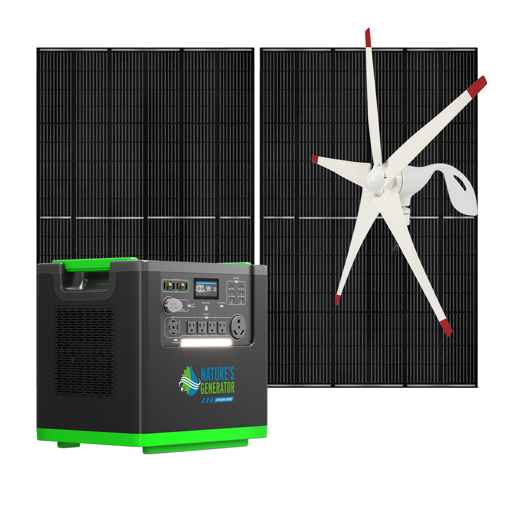 Nature's Generator Lithium 6000 w/ Solar Panels & Wind Turbine