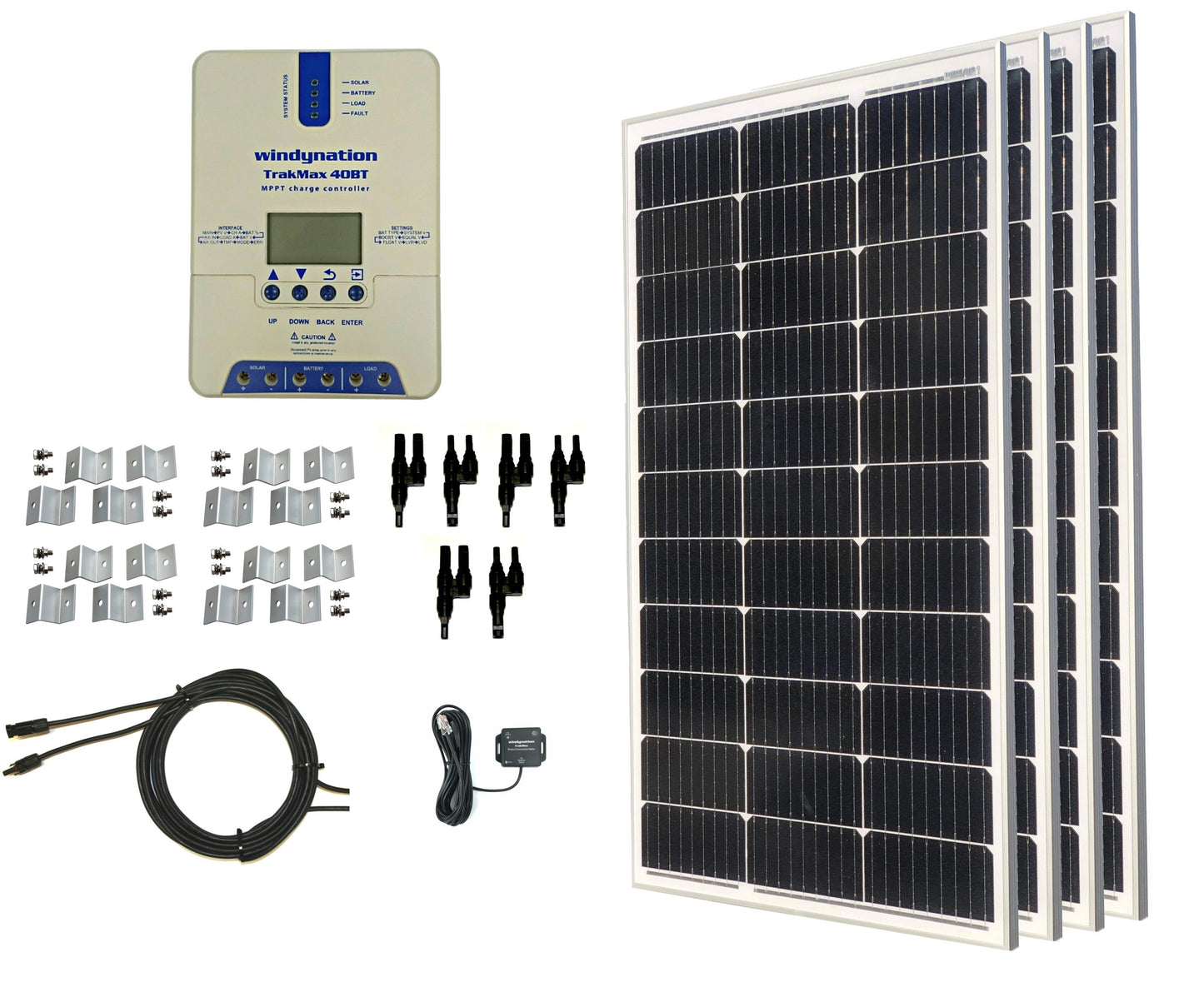 WindyNation 400-Watt Mono Solar Kits w/ TrakMax MPPT 40A Charge