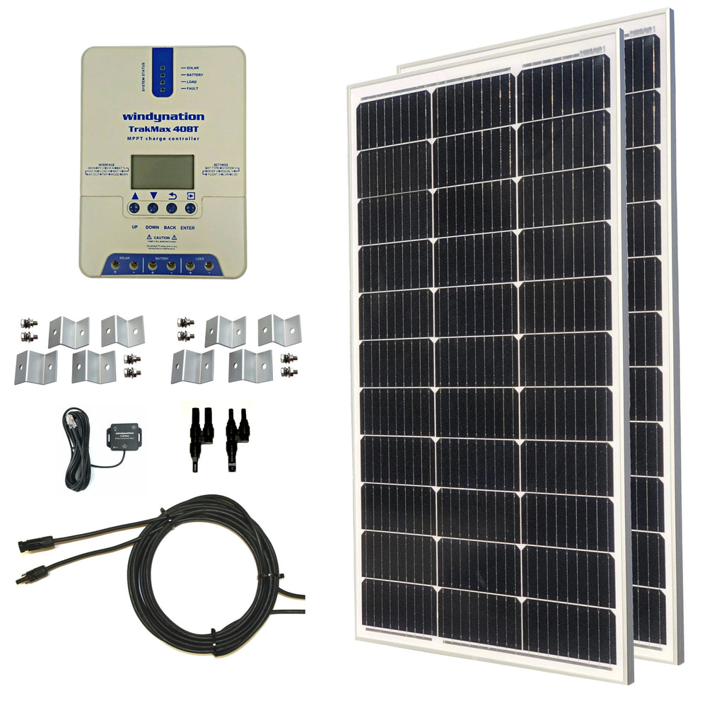 WindyNation 200-Watt Mono Solar Kits w/ TrakMax MPPT 40A Charge