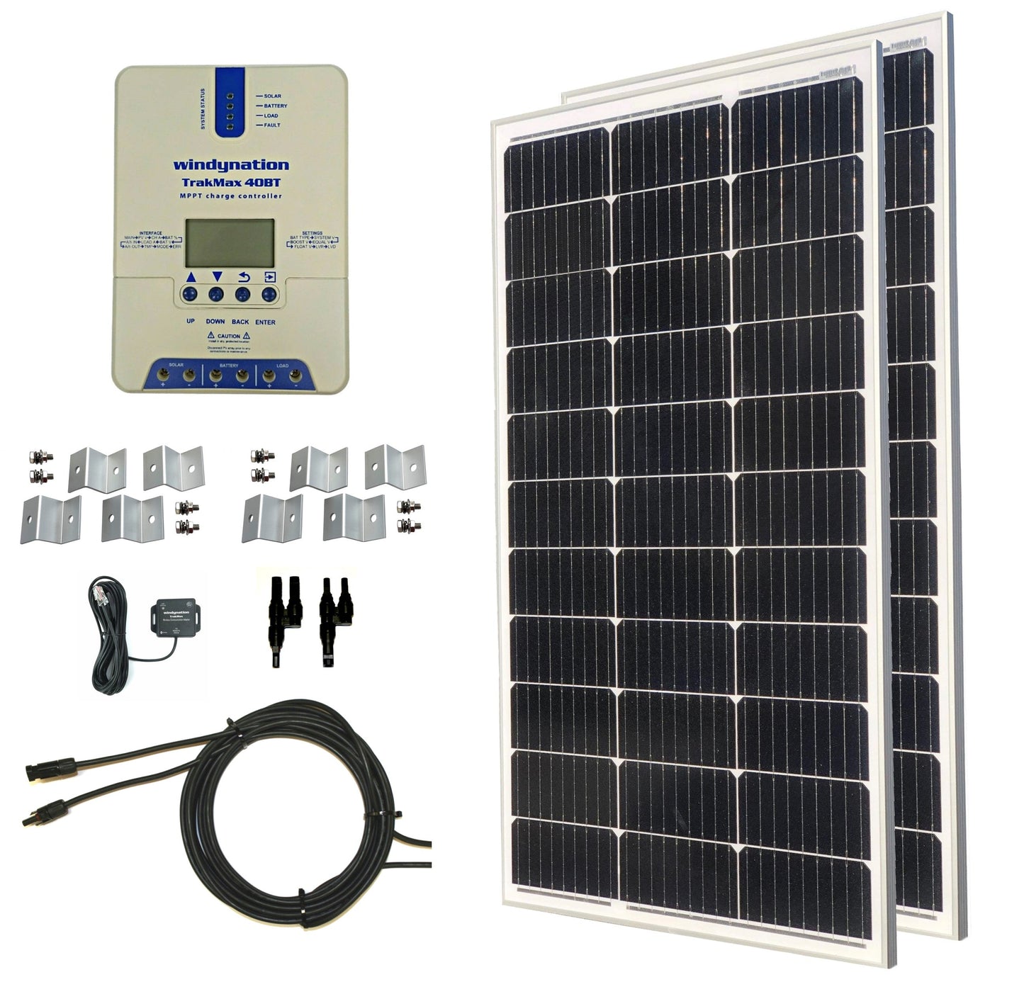 WindyNation 200-Watt Mono Solar Kits w/ TrakMax MPPT 40A Charge