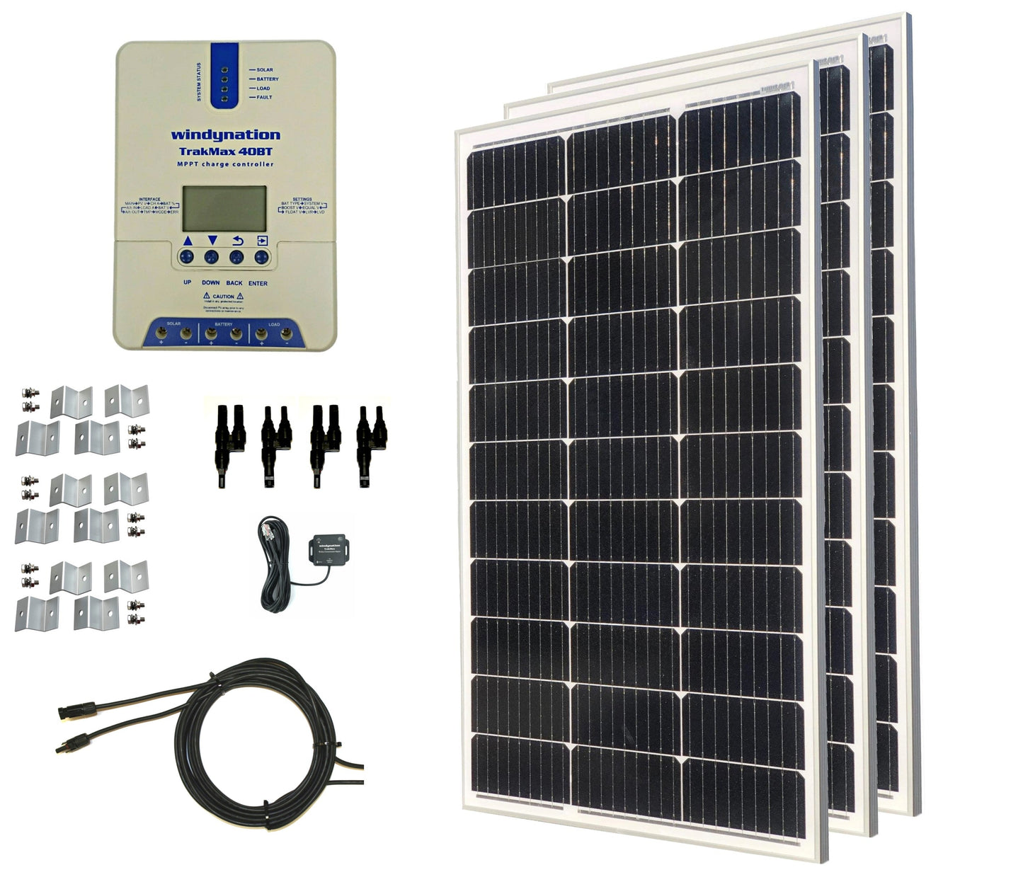 WindyNation 300-Watt Mono Solar Kits w/ TrakMax MPPT 40A Charge