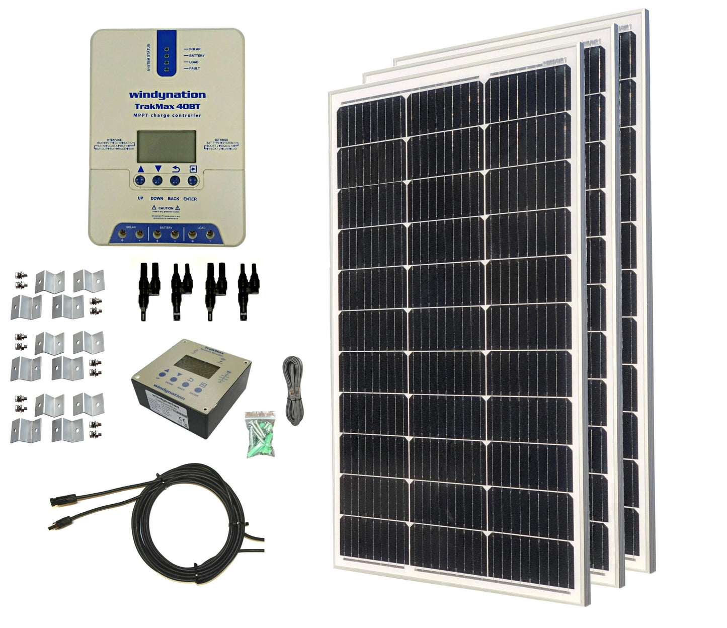 WindyNation 300-Watt Mono Solar Kits w/ TrakMax MPPT 40A Charge