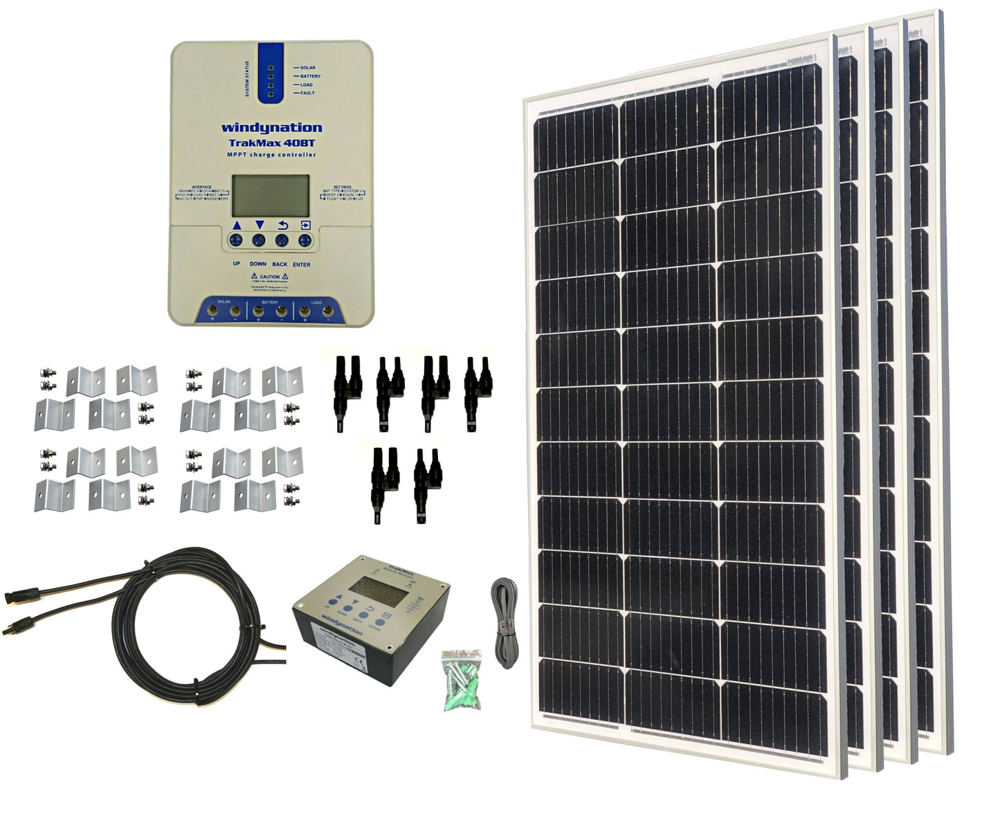 WindyNation 400-Watt Mono Solar Kits w/ TrakMax MPPT 40A Charge