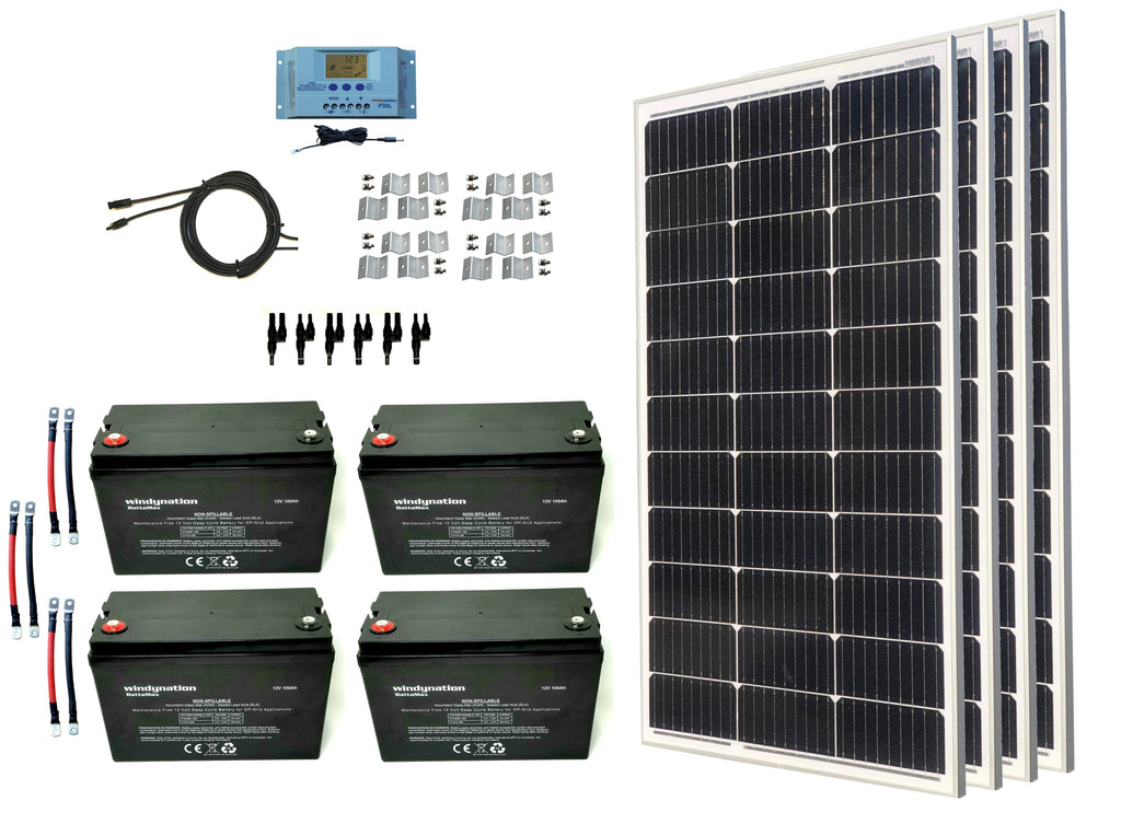 WindyNation 400-Watt Mono Solar Kits w/ P30L LCD Charge Controller
