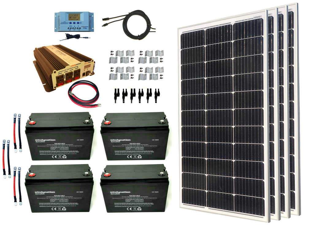 WindyNation 400-Watt Mono Solar Kits w/ P30L LCD Charge Controller