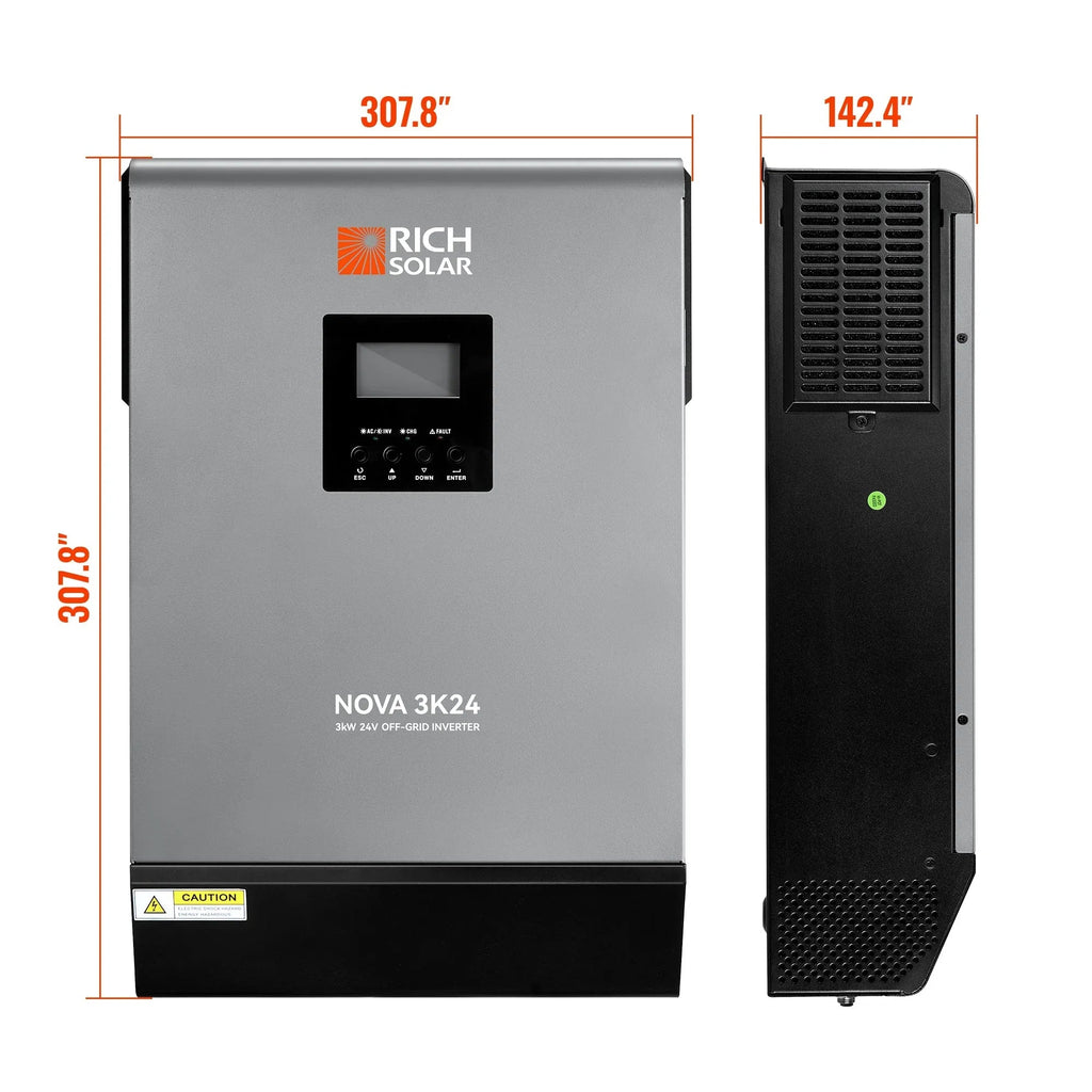 Rich Solar NOVA MAX 3K | 3000W 24V Hybrid Inverter for RVs, Trailers, Campers, Vans, Trucks, Overlanders, Boats