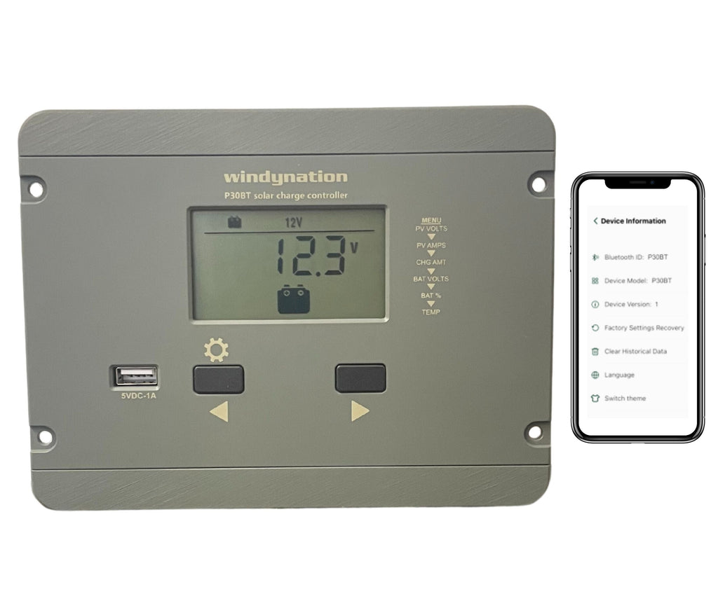 WindyNation 30-Amp Flush Mount LCD PWM Charge Controller w/ Wireless