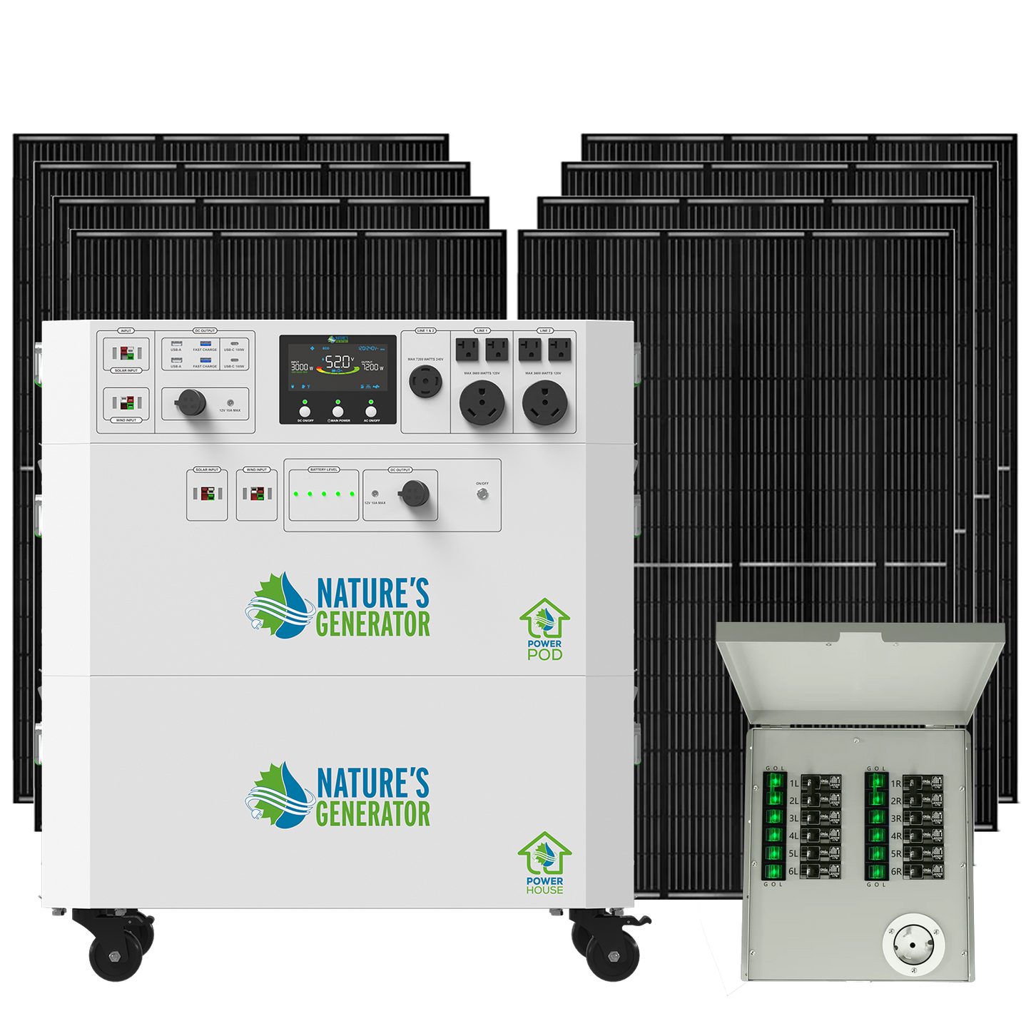 Nature's Generator Powerhouse Gen 2 Solar Generator & Transfer Switch