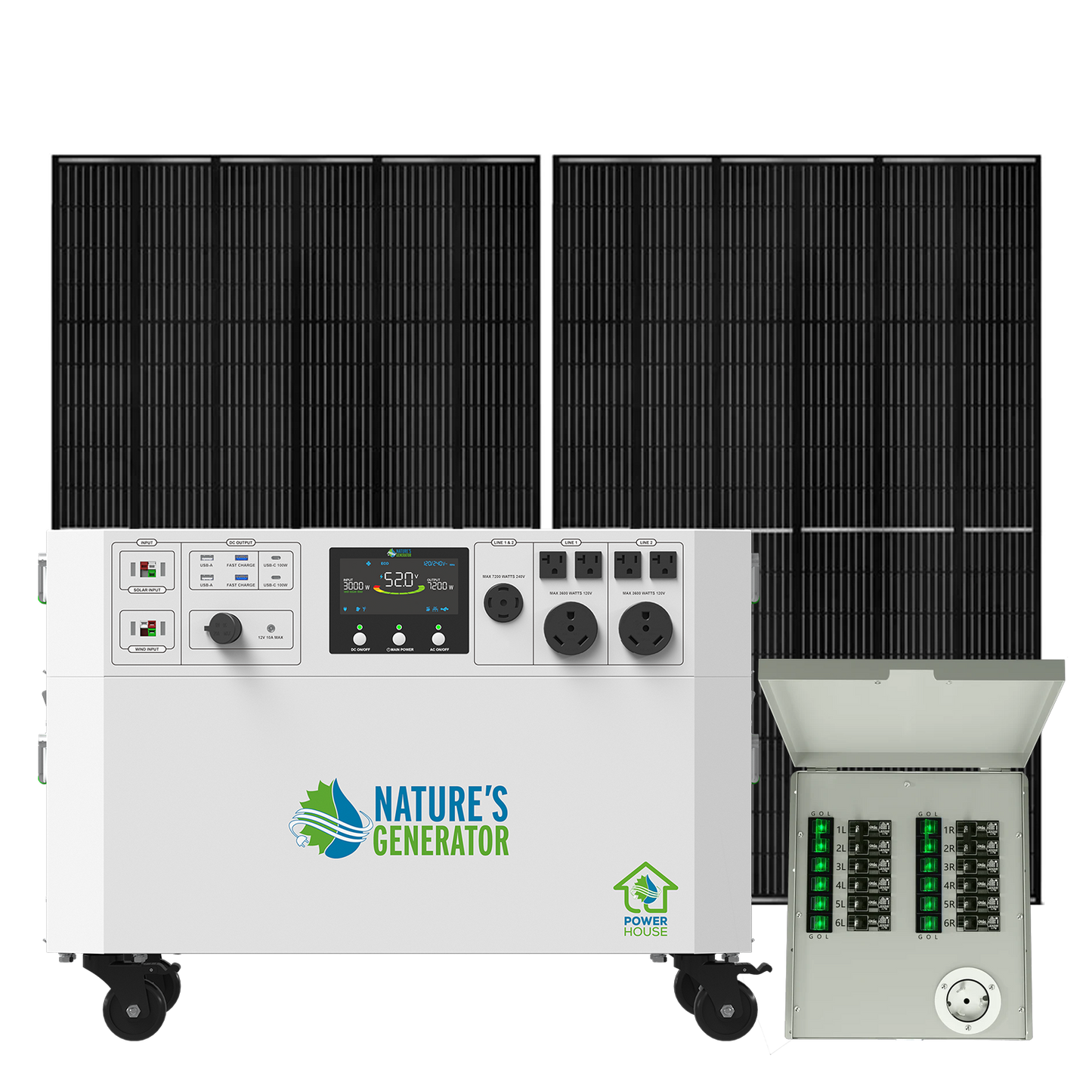 Nature's Generator Powerhouse Gen 2 Solar Generator & Transfer Switch